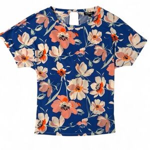 Express Blue Floral Open-Back Twist Top (XS)